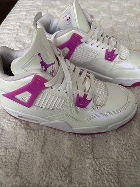 Jordan Women's White Sneakers with Pink Accents